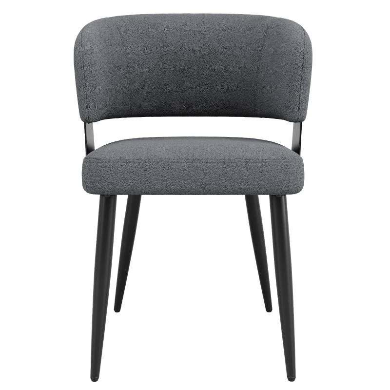 Set of 4 Modern Dining Chairs with Ergonomic Lumbar Support, Upholstered Fabric Chairs with Curved Backrest, 54L x 50W x 81.5H cm, Gray