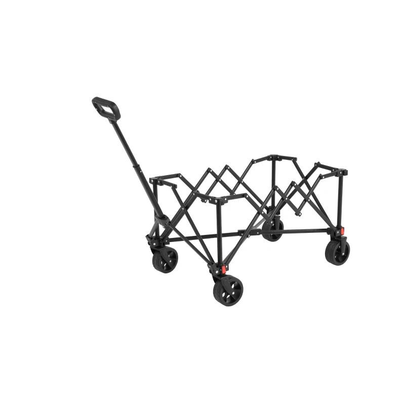 Faltbarer Bollerwagen, für Camping, Einkaufen, 77 x 48 x 45 cm, Schwarz