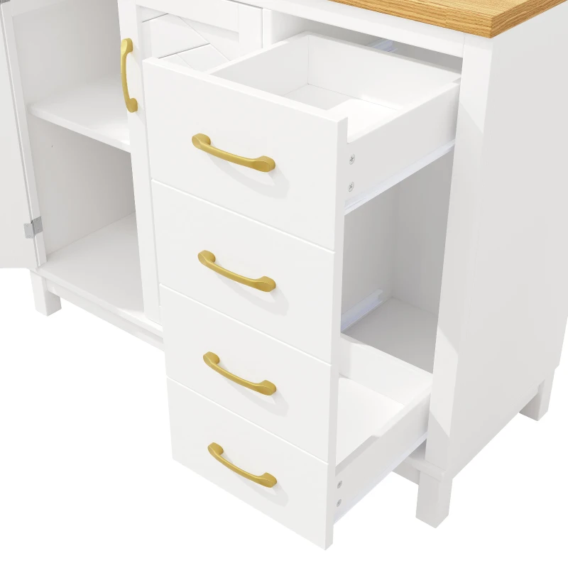 Stylish Sideboard with App-Controlled Built-In LED Light Strip, Practical Cabinet for Kitchen & Living Area, 105.5L x 40W x 180H cm, White