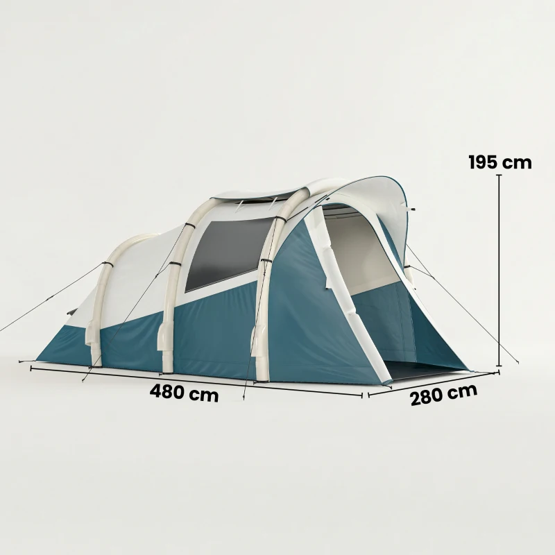 Outsunny Inflatable Camping Tent w/ Air Pump, Easy Setup 2-3 Person Blow Up Tent, Green