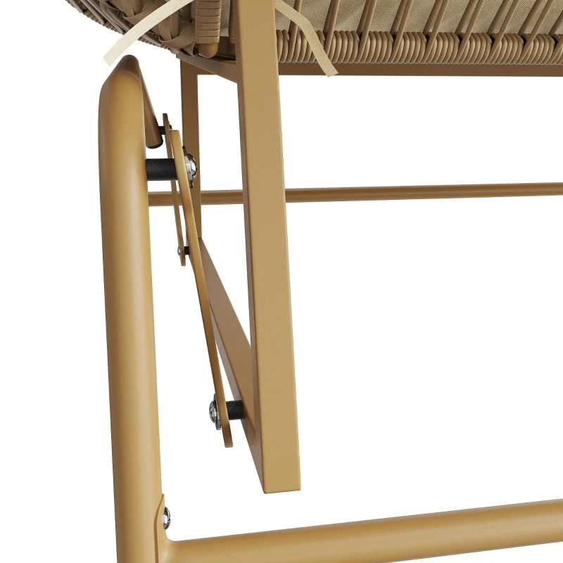 Elegant Garden Rocking Chair with Smooth Motion, Comfortable Hanging Chair with Thick Cushions, 145L x 85W x 143H cm, Beige