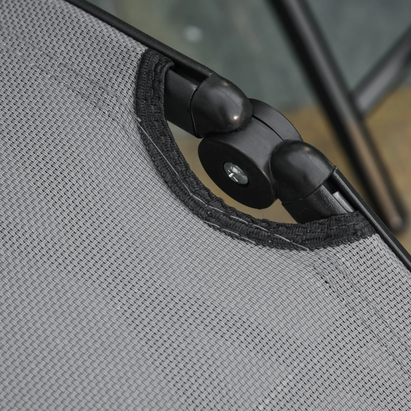 Outsunny Set of 2 Outdoor Sun Lounger 10-Position Adjustable Texteline Folding Reclining Chairs with Footrest for Patio Garden, Grey