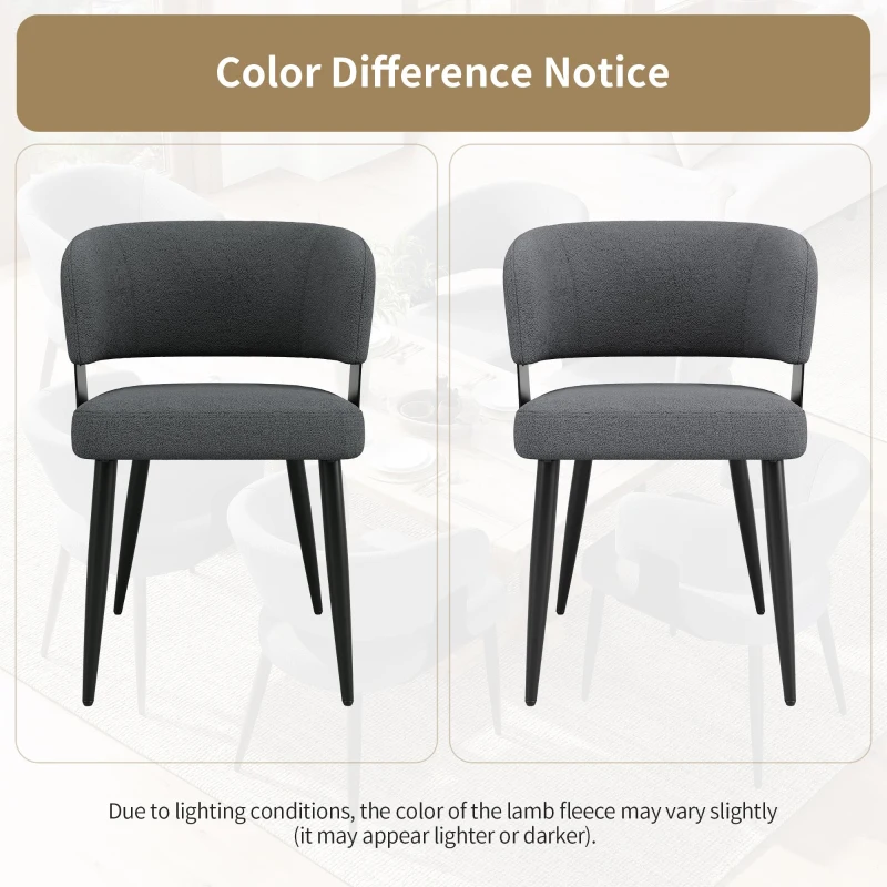 Set of 6 Modern Dining Chairs with High‑Resilience Foam Seat, Upholstered Chairs with Ergonomic Curved Back, 54L x 50W x 81.5H cm, Gray