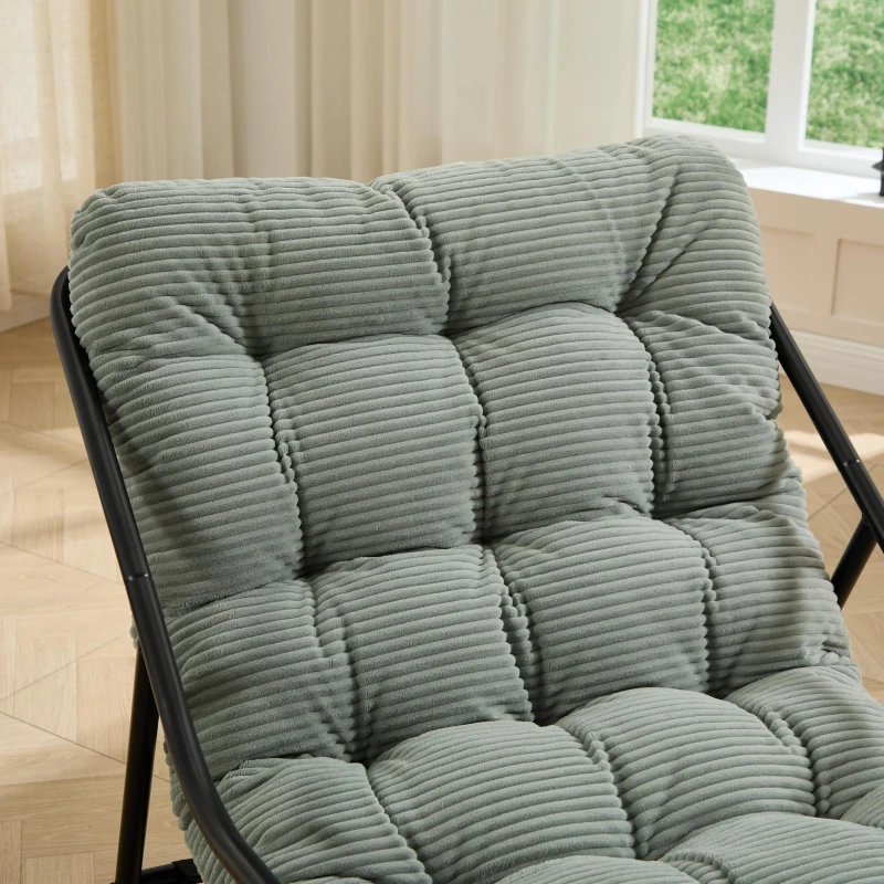 Sedia a dondolo da esterno con cuscino confortevole, per soggiorno, camera da letto, sala lettura, 75x116x82 cm, Verde chiaro