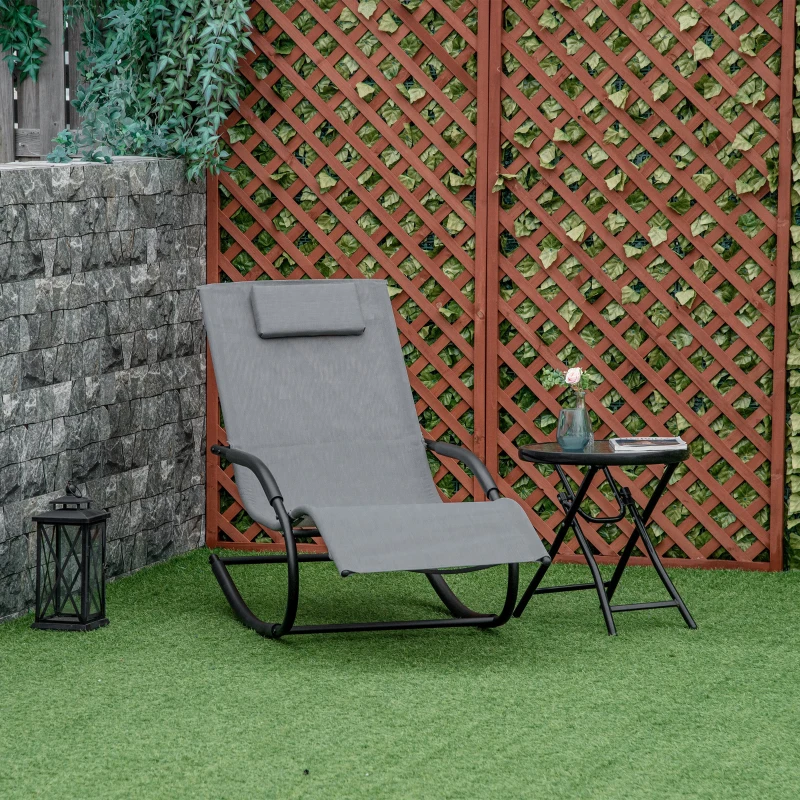 Outsunny Espreguiçadeira de Balanço Zero Gravity Ergonômica em Metal e Texteline 63x160x88 cm
