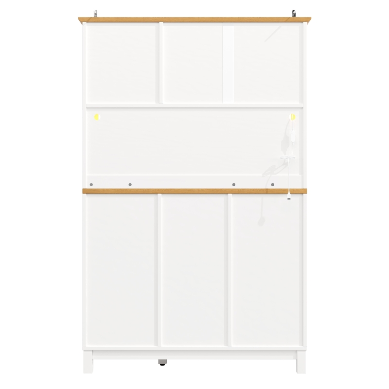 Farmhouse Style Sideboard with Spacious Shelves and Drawers, Versatile Storage Cabinet with Drink Holders, 104L x 40W x 180H cm, White