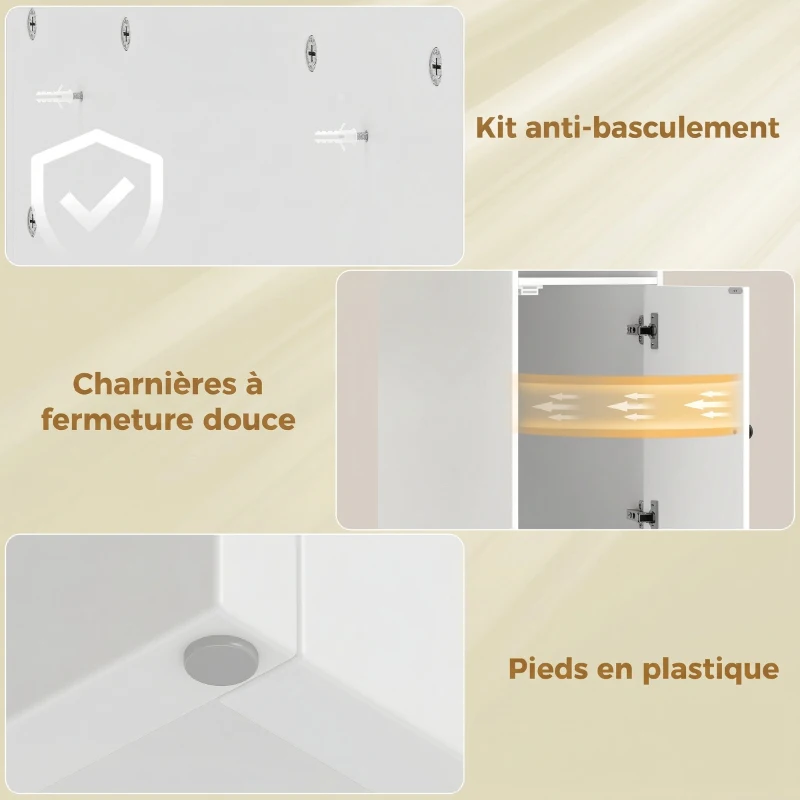 HOMCOM Meuble machine à laver, armoire machine a laver avec compartiments ouverts et porte, 93,5 x 60 x 100 cm, blanc