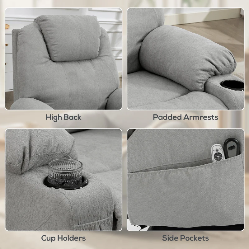 HOMCOM Power Lift Recliner Chair with Pocket Spring, Electric Lift Chair with Wide Backrest, Light Grey