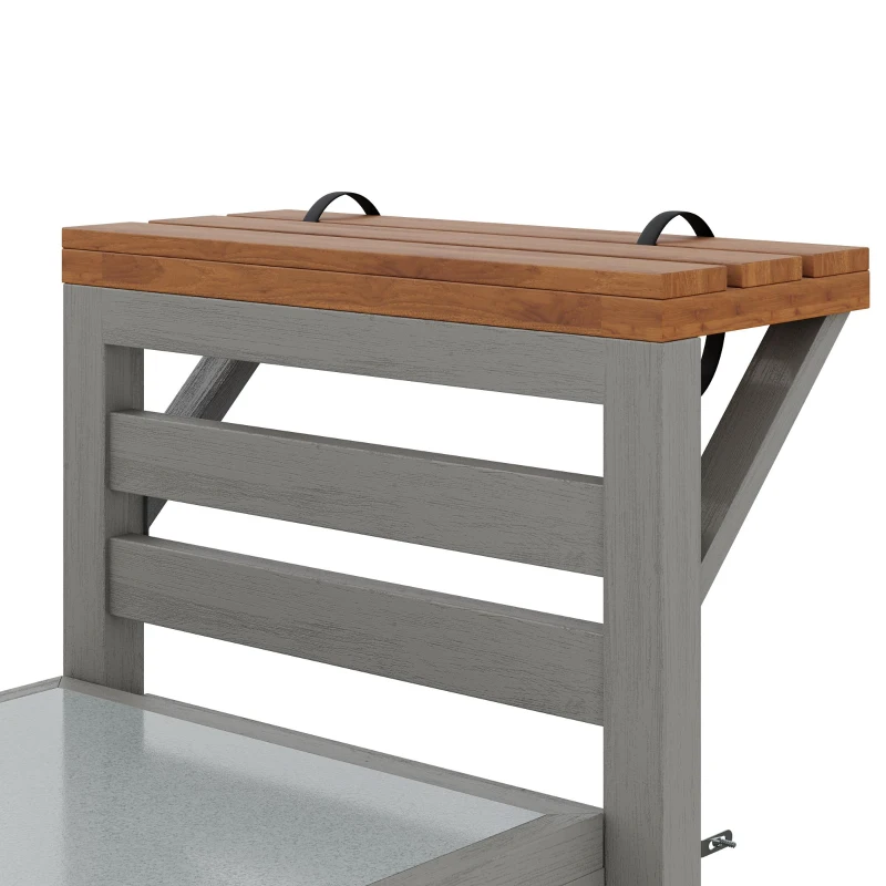 Wooden Garden Cabinet with Large Drawer and 2-Tier Shelf, Weather‑Resistant Sideboard for Patio Workspace, 80L x 72.5W x 123H cm, Natural