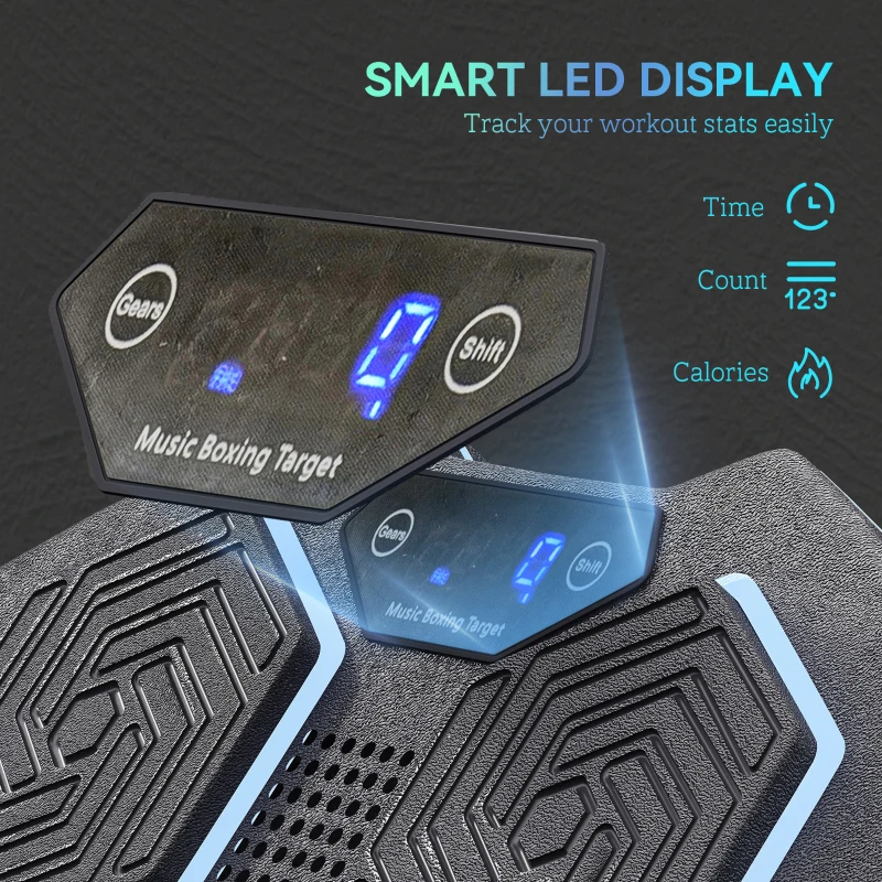 SPORTNOW Maszyna do Boksowania z Muzyką, urządzenie Bluetooth do boksowania, montaż ścienny, 9 prędkości i tryby, diody LED, Czarna
