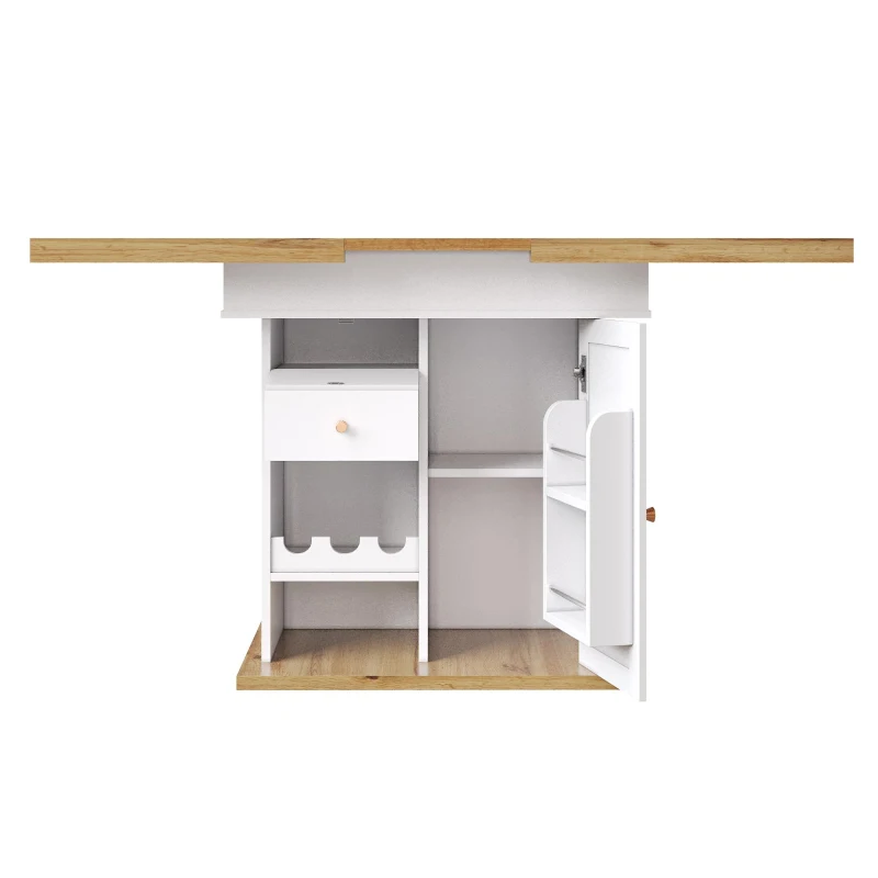 Extendable Dining Table with Telescopic 2-Sided Extension, Space-Saving Table for 4-6 People, 110-140L x 80W x 75H cm, White