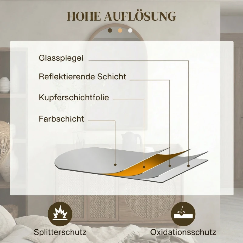 HOMCOM Espejo de Pared 65x110 cm con Marco de Madera en Forma de Ventana Espejo Decorativo para Salón Dormitorio Marrón Oscuro