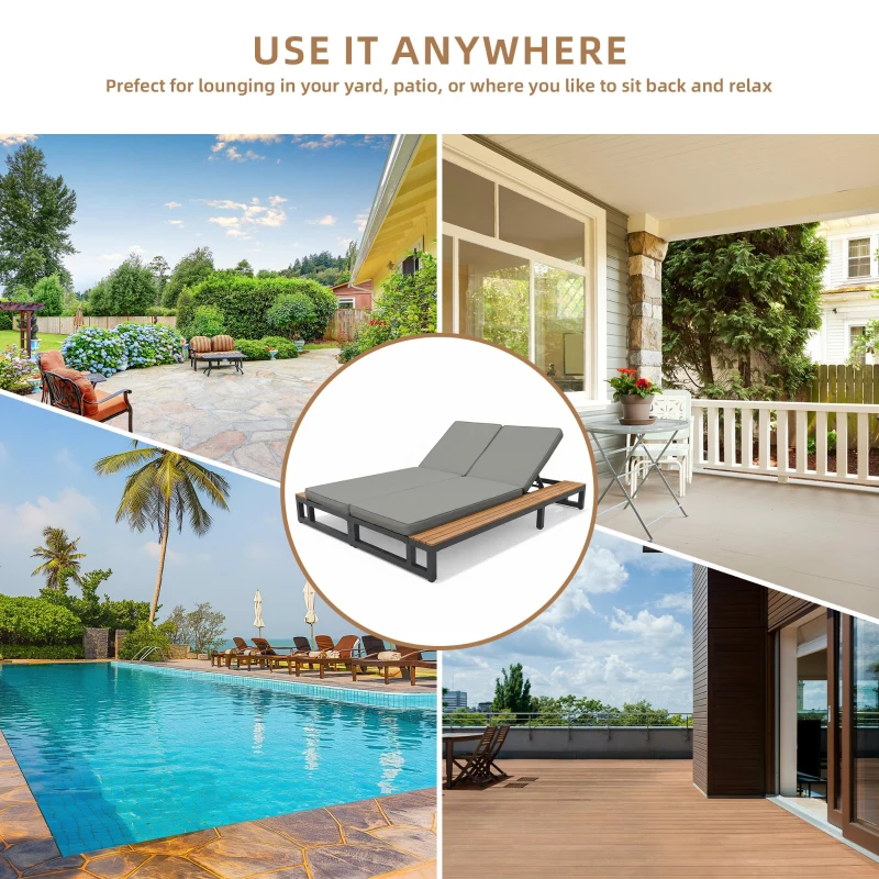 Outdoor Daybed Sun Lounger with 4-Position Adjustable Backrest, Waterproof Sofa Bed for Garden or Poolside, 184L x 79.5W x 73H cm, Gray