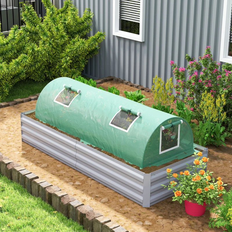 Outsunny Mini Serre de Jardin mini serre tunnel à tomates 200 x 80 x 45 cm Acier PE Anti-UV 4 portes en filet enroulables vert