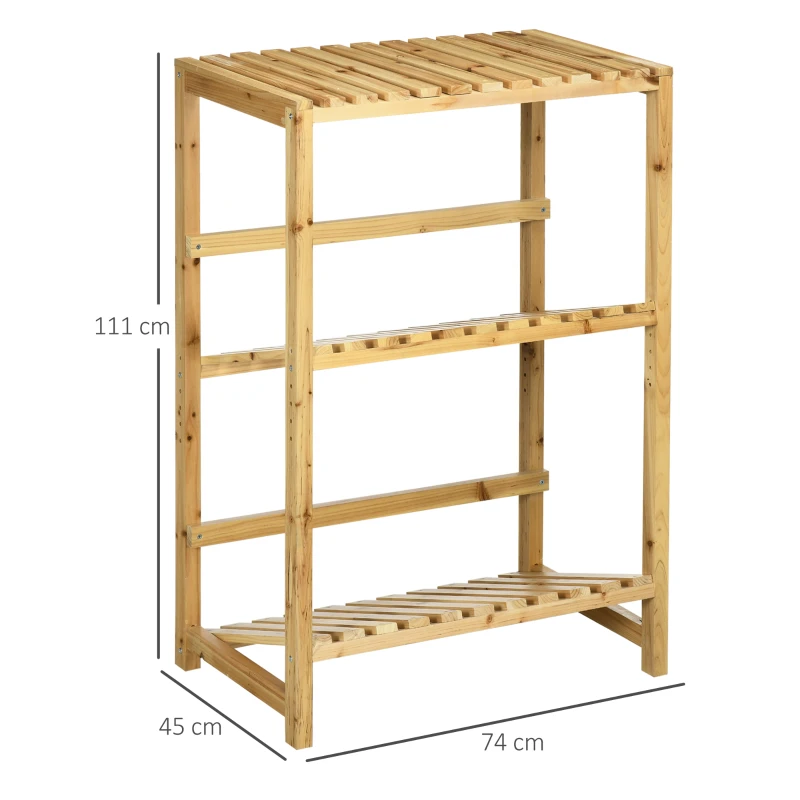 Outsunny Regał na skrzynki z napojami Stojak na 4 skrzynki Naturalne drewno 2 poziomy 74 x 45 x 111 cm