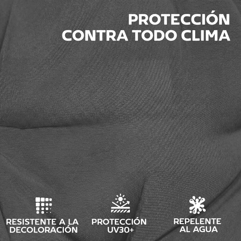 Outsunny Set de 4 Cojines para Sillas de Jardín Impermeables y Antideslizantes con Respaldo Correas 112x53 cm Gris Oscuro