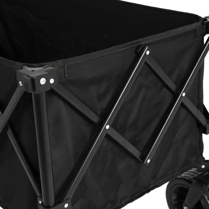 Faltbarer erweiterbarer Bollerwagen, mit viel Stauraum, 136x54x60 cm, Schwarz