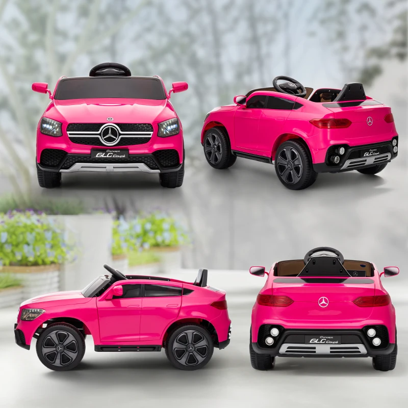 AIYAPLAY Coche Eléctrico para Niños Mercedes-Benz GLC Coupé 12V Mando a Distancia 2,4 G Motor Doble MP3 Rosa