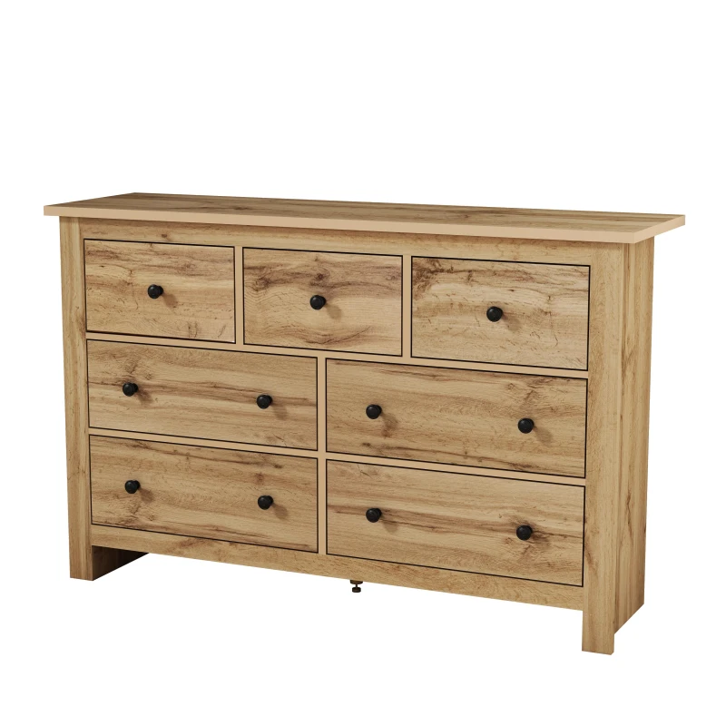 Modern Vintage Storage Cabinet with 7 Drawers, Versatile Sideboard for Living Room, Bedroom & Hallway, 152L x 40W x 88.5H cm, Wood
