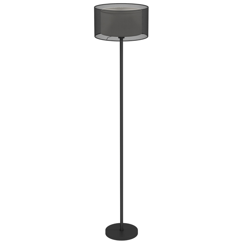 Lampa podłogowa E27, abażur materiałowy, czarna