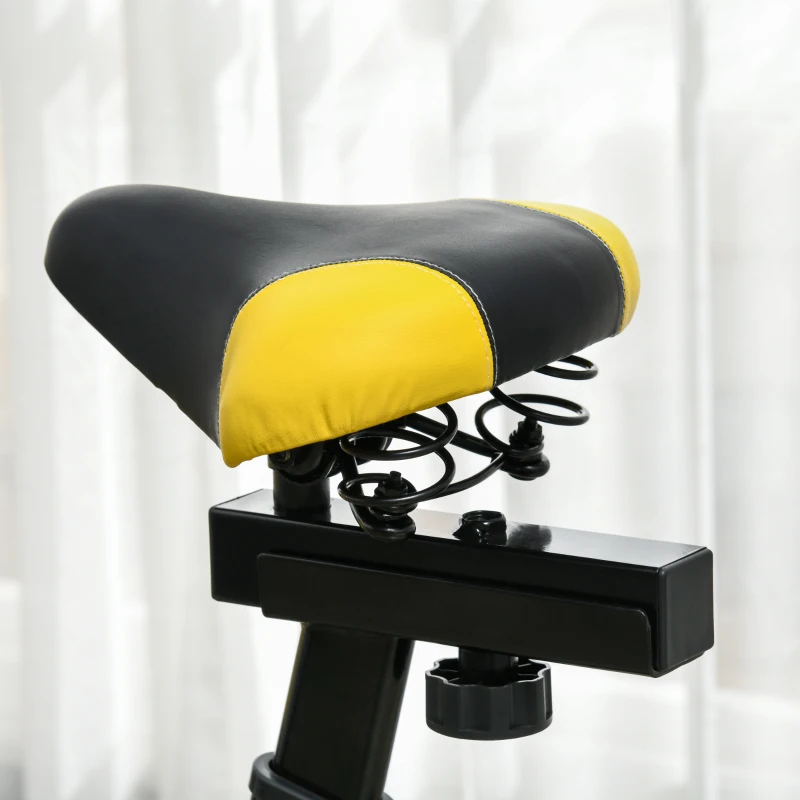 SPORTNOW Domowy Rower Treningowy, Cichy, Regulowany Opór, Czujnik Pulsu, Monitor, Żółty