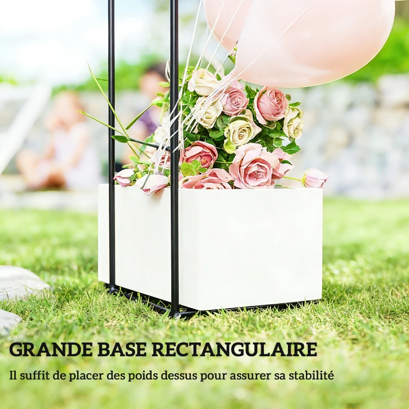 Outsunny Arche de Jardin avec 2 Bases pour Plantes Grimpantes Rosiers Vignes, Arche de Mariage, 145x39x237cm, Noir