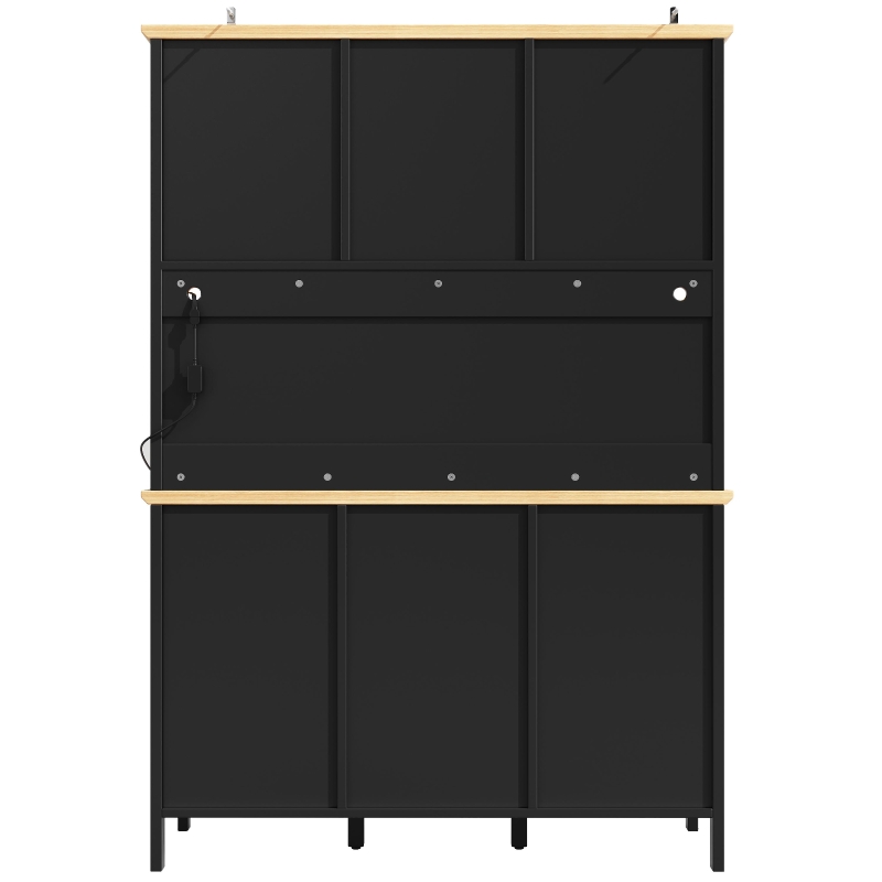 Tall Sideboard with 4 Doors, 3 Drawers and Open Shelf, Versatile Storage Cabinet for Kitchen & Living Area, 120L x 40W x 179H cm, Black