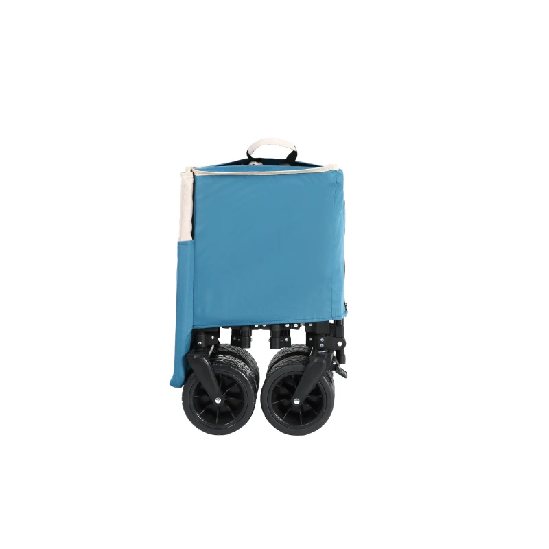 Faltbarer erweiterbarer Bollerwagen, mit viel Stauraum, 136x54x60 cm, Blau