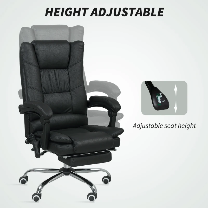 Vinsetto Vibration Massage Office Chair with Heat, Microfibre Computer Chair with Footrest, Armrest, Reclining Back, Charcoal Grey