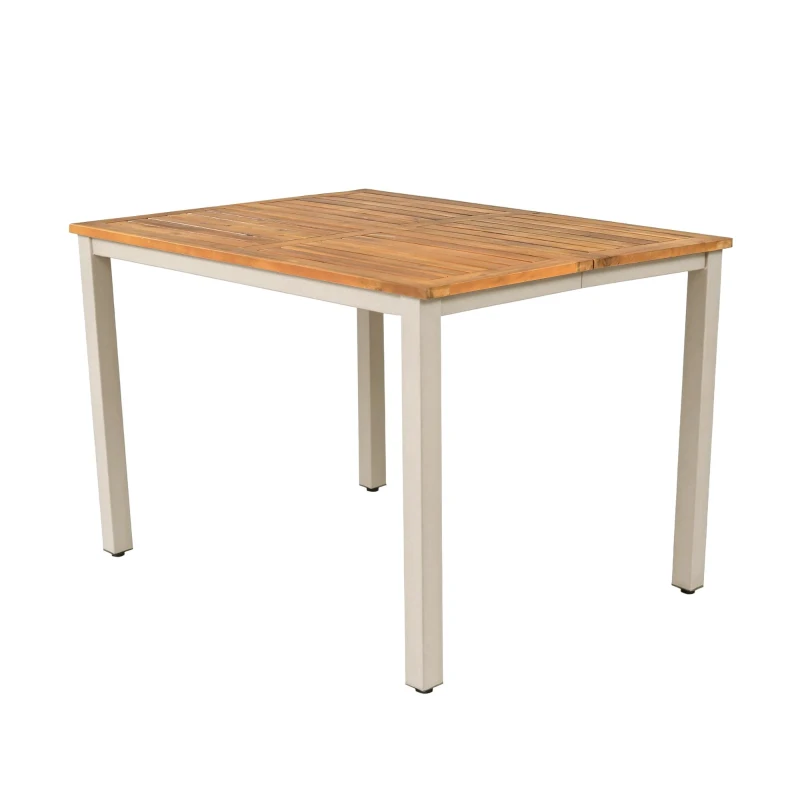 Set tavolo e sedie da pranzo per giardino 6-7 posti, mobili da giardino con poltrone e carrello portavivande rimovibile, Beige+Colore naturale