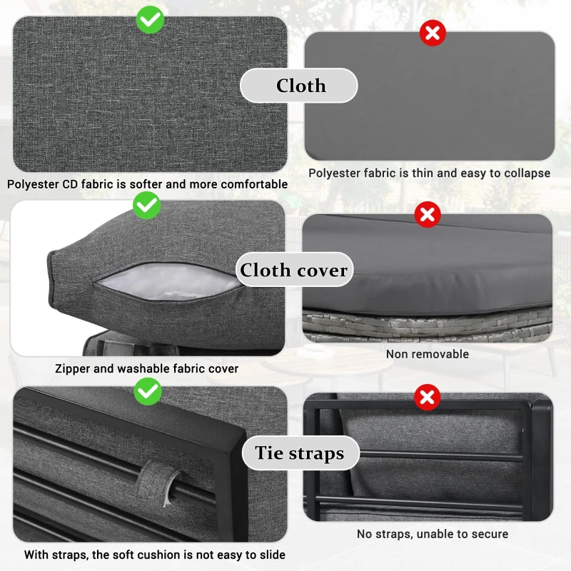 Modular Garden Sofa Set with Washable Zip-Off Cushion Covers, Versatile Garden Lounge Set for Patio, 160L × 64W × 75H cm, Gray