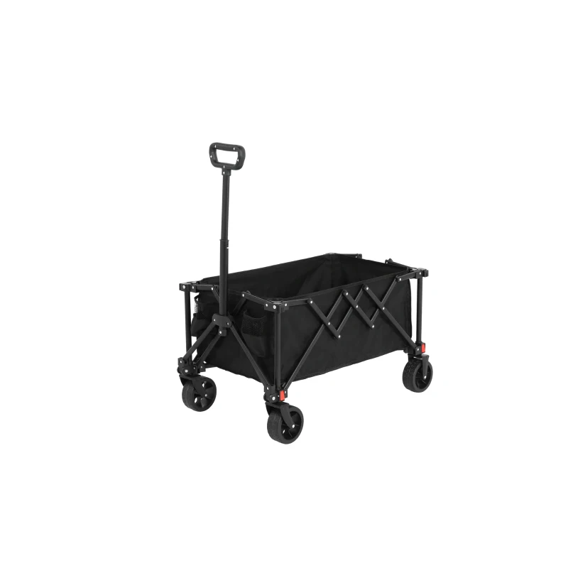 Faltbarer Bollerwagen, für Camping, Einkaufen, 77 x 48 x 45 cm, Schwarz