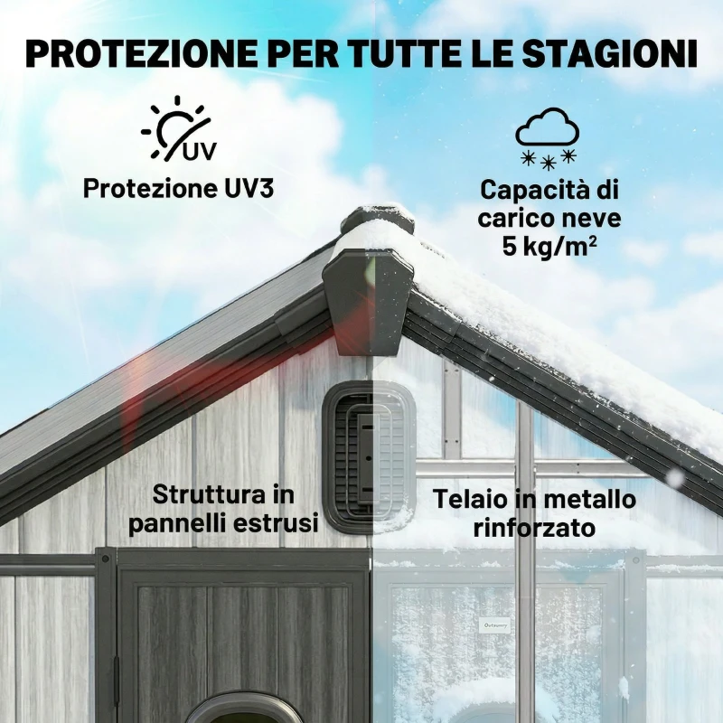 Outsunny Capanno Giardino 160L x 98P x 217A cm, Plastica, Doppie Porte Bloccabili, Grigio
