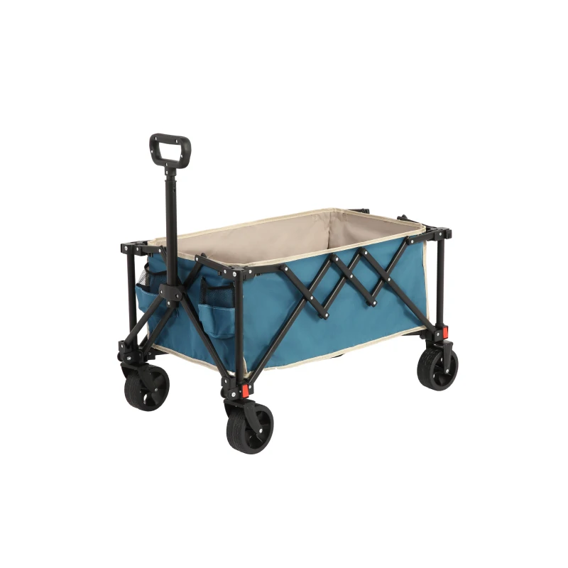 Faltbarer Bollerwagen, für Camping, Einkaufen, 77 x 48 x 45 cm, Blau
