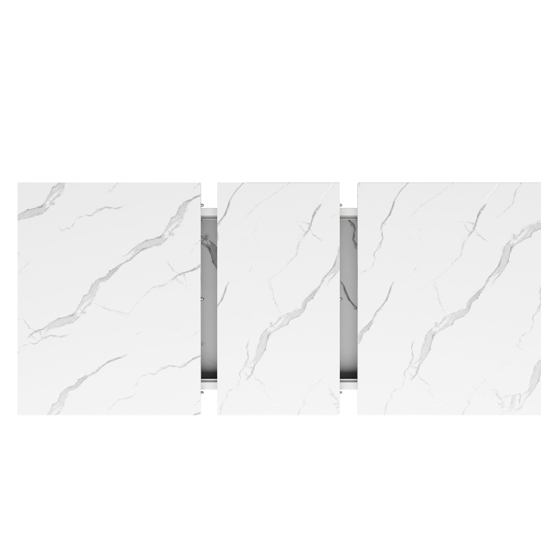 Extendable Dining Table with Locking Silent Metal Guide Rails, Space-Saving Table for 6 to 8 People, 118-157L x 75W x 76.5H cm, White
