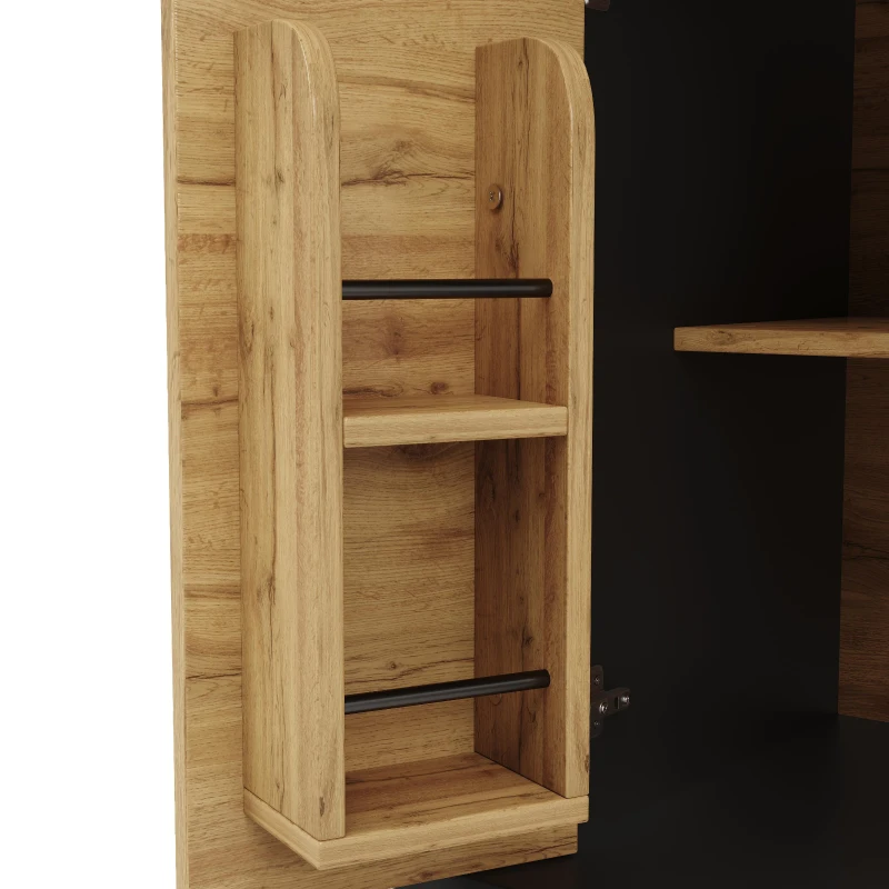 Telescopic Table with App-Controlled LED Lighting and USB Port, Extendable Dining Table for 4-6 People, 110-140L x 80W x 76H cm, Black