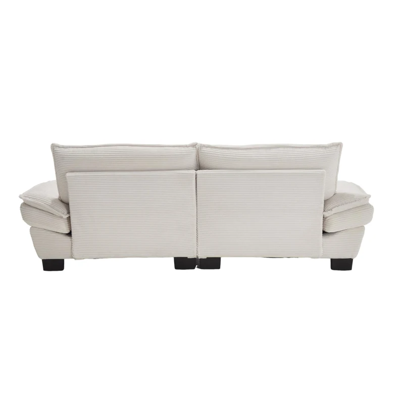 Oversized Cloud Sofa with Ergonomic High-Resilience Foam & 2 Lumbar Cushions, Modular Couch for 2 People, 224L x 81W x 81H cm, Beige