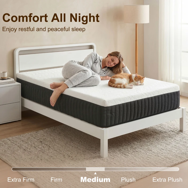 HOMCOM Ergonomiczny Materac, Pianka Memory, 7-Strefowe Wsparcie, Sprężyny Kieszeniowe