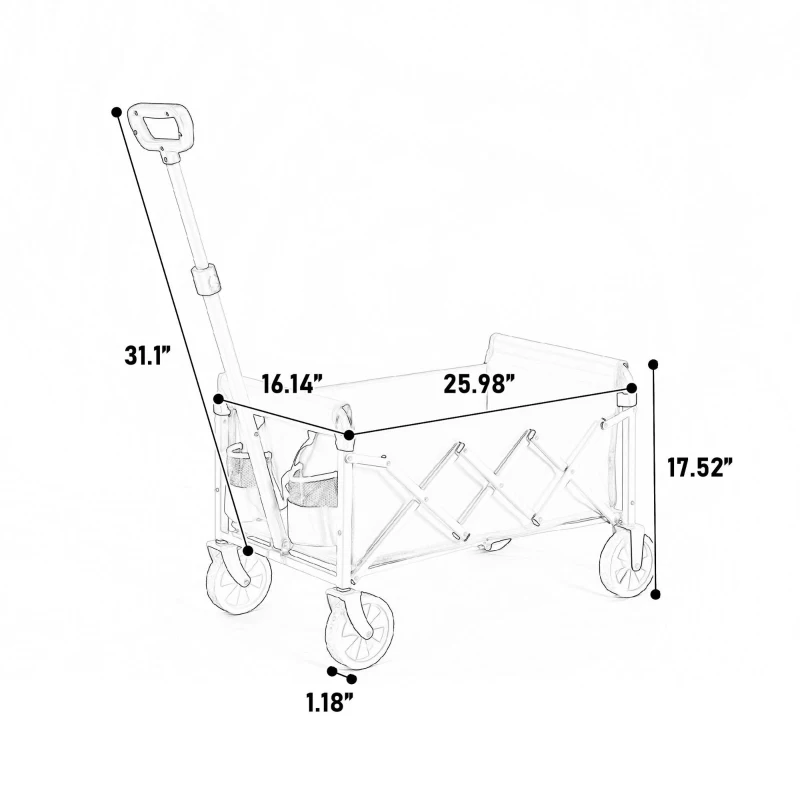 Faltbarer Strand- und Gartenwagen, für Camping, Einkaufen, 66 x 41 x 44,5 cm, Schwarz