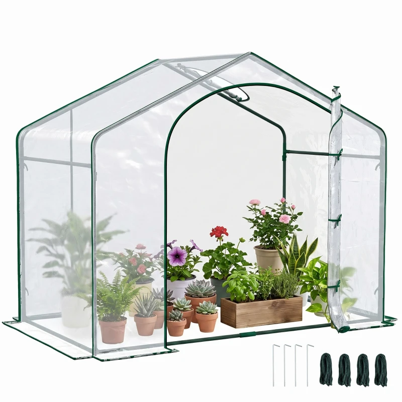 Outsunny Serra da Esterno con Ingresso a Zip e Presa d'Aria Superiore, in Plastica e Acciaio, 180x100x152 cm, Trasparente