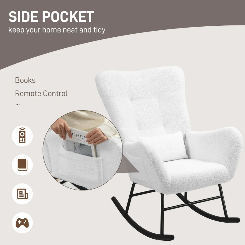 Fotel bujany z tkaniny w stylu pluszowym, z podłokietnikami