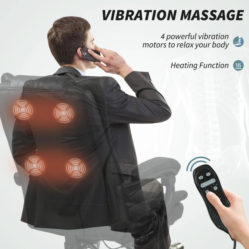 Vinsetto Vibration Massage Office Chair with Heat, Microfibre Computer Chair with Footrest, Armrest, Reclining Back, Charcoal Grey