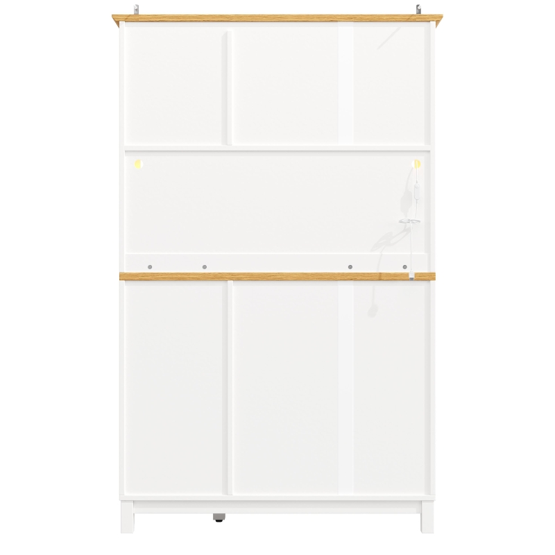 Stylish Sideboard with App-Controlled Built-In LED Light Strip, Practical Cabinet for Kitchen & Living Area, 105.5L x 40W x 180H cm, White