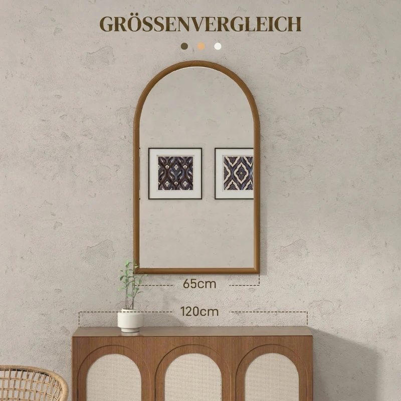 HOMCOM Espejo de Pared 65x110 cm con Marco de Madera en Forma de Ventana Espejo Decorativo para Salón Dormitorio Marrón Oscuro