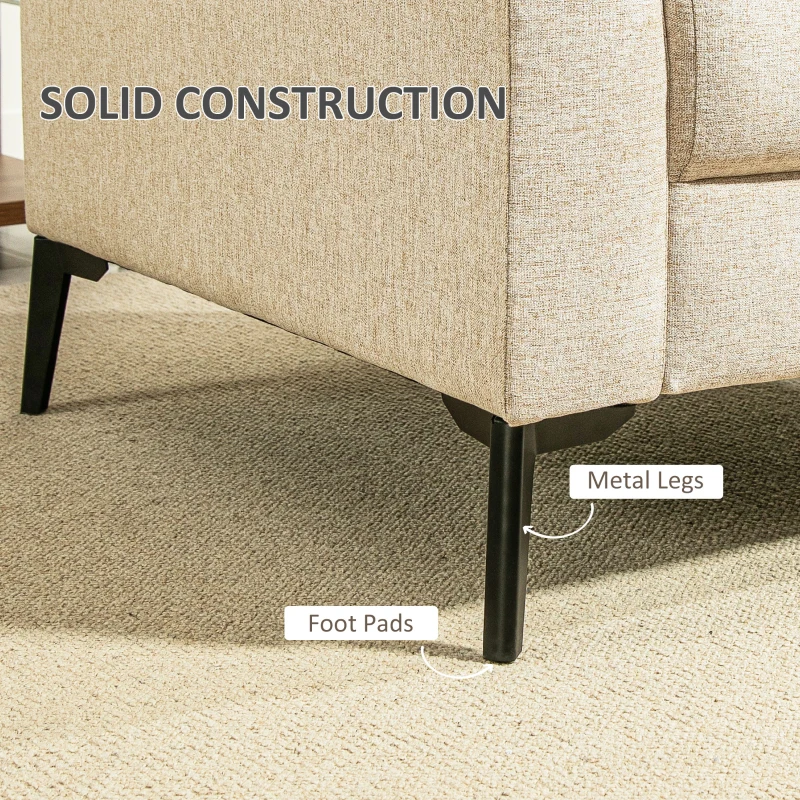 HOMCOM Sofa 2-osobowe, tapicerka lniana, metalowe nogi, poduszki