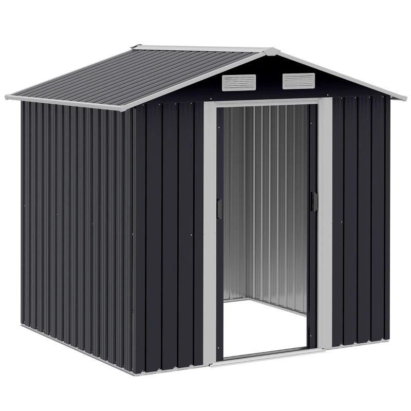 Outsunny Capanno da Giardino 2x1.5x1.9m in Acciaio Zincato, Doppia Porta Scorrevole e 4 Prese d'aria
