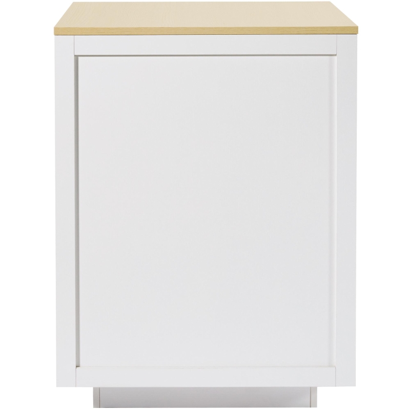 Extendable Bar Table with 2 Compartments and Side Spice Rack, Expandable Kitchen Island for 2–6 People, 133-202L x 70W x 93.5H cm, White