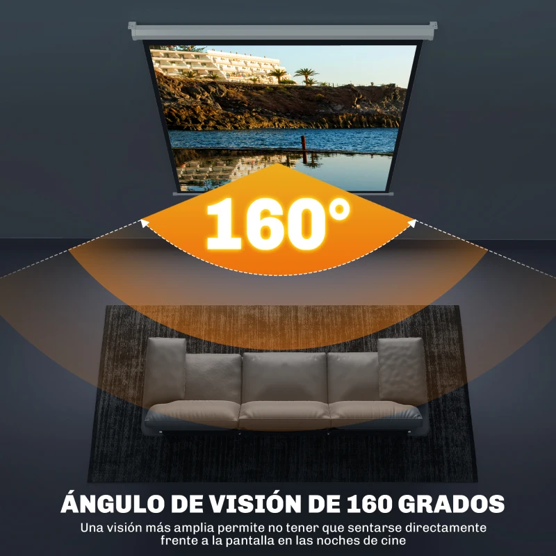 HOMCOM Pantalla de Proyección Portátil 85 Pulgadas Formato 1:1 para Interior y Exterior Cine en Casa Patio 146x146 cm Blanco