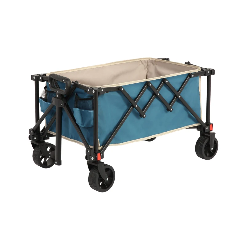 Faltbarer Bollerwagen, für Camping, Einkaufen, 77 x 48 x 45 cm, Blau
