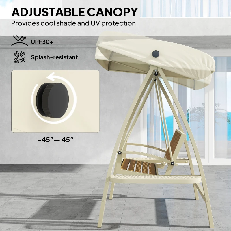 Huśtawka ogrodowa 2-osobowa, z regulowanym daszkiem, stalowa